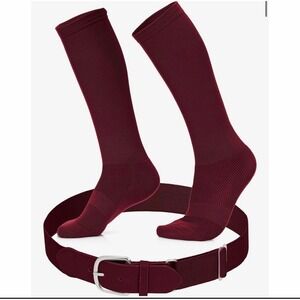 Game On Youth Baseball Socks and Belt Set – Maroon – Size Small – New